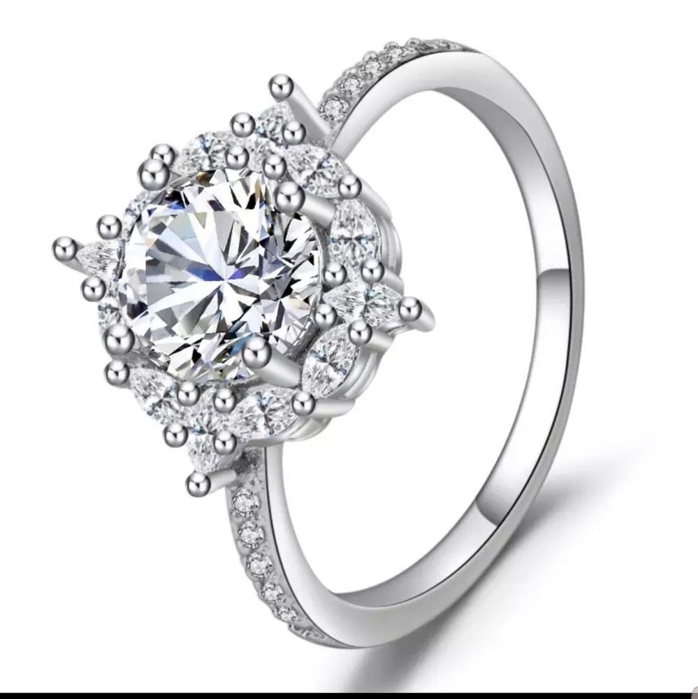 925 Sterling Silver Women's Crystal Zircon Ring